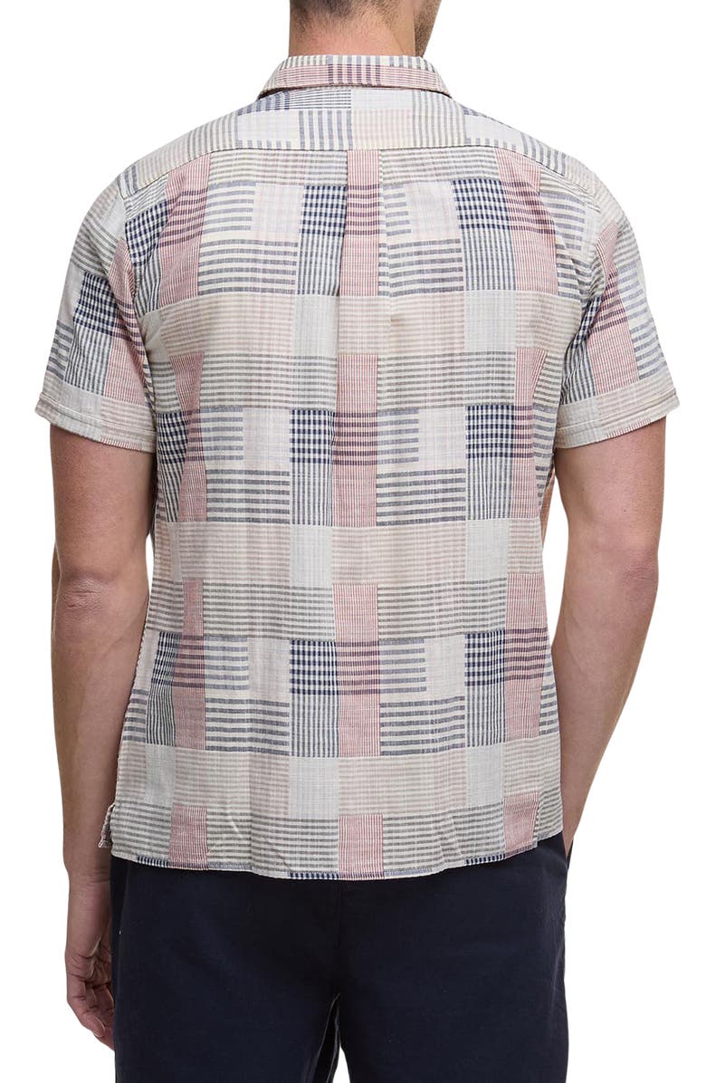Barbour Oakshore Patchwork Print Short Sleeve Slub Cotton Button-Up Shirt, Alternate, color, 