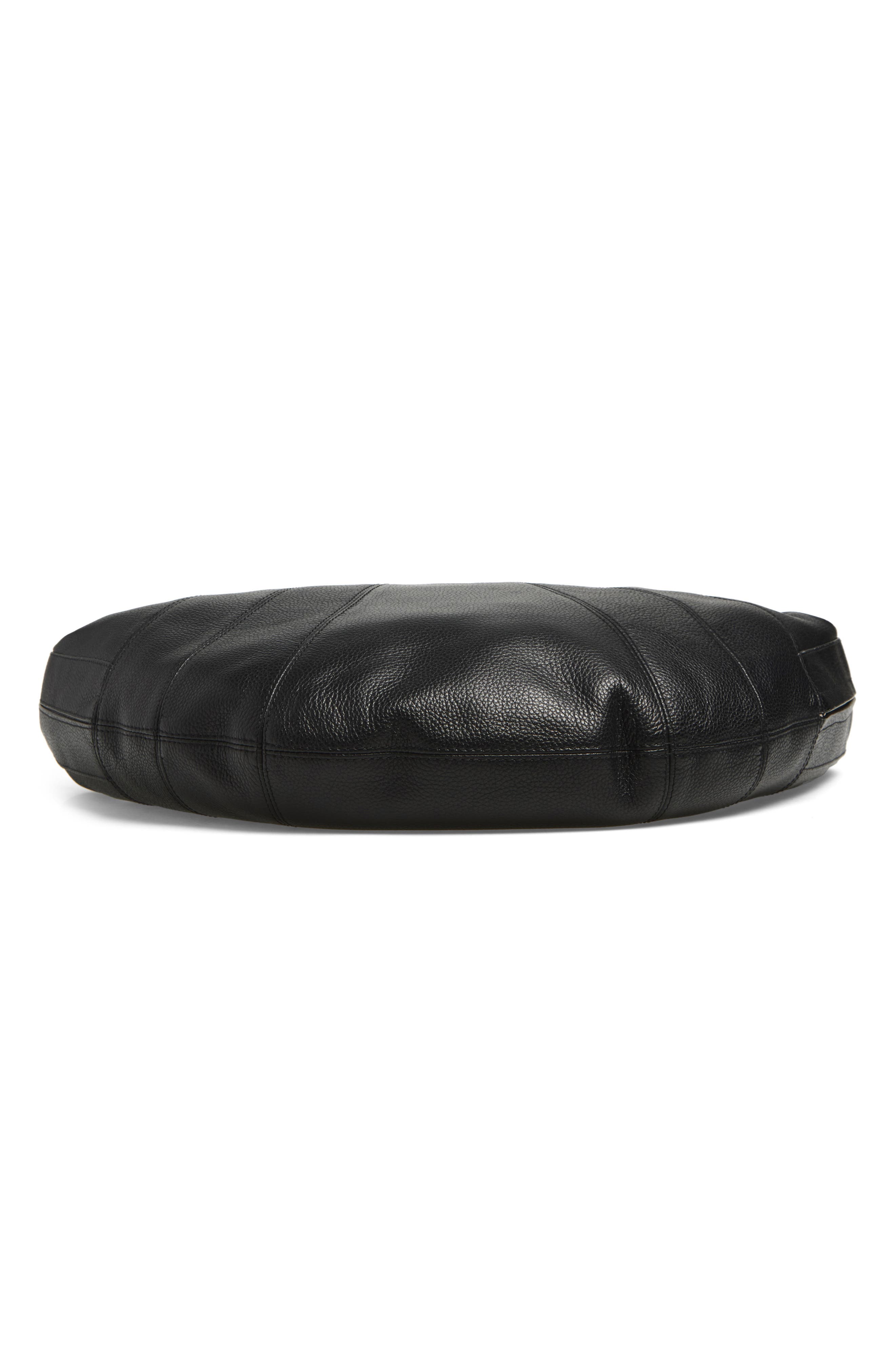 Fortune Croissant Leather Shoulder Bag, Alternate, color, BLACK