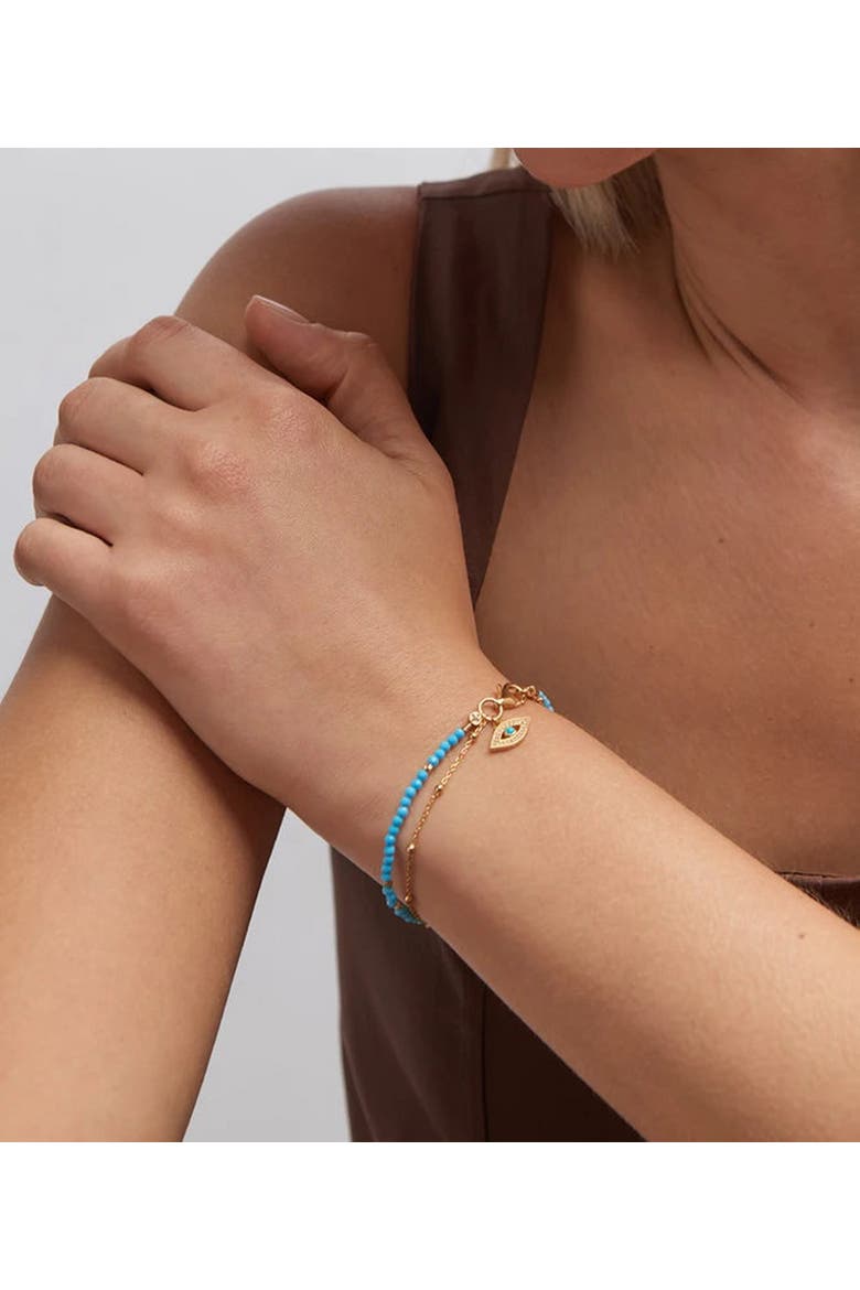 Gold Fine Biography Turquoise Evil Eye Bracelet, Alternate, color, Turquoise Evil Eye
