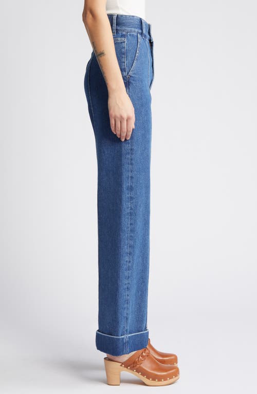 Shop Frame '70s Seamed Crop Straight Leg Jeans In Lago Di Como
