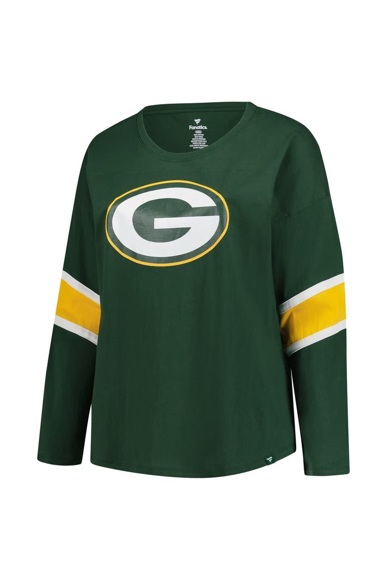 Women's Fanatics Green Green Bay Packers Plus Size Redzone 3/4-Sleeve Scoop Neck T-Shirt, Alternate, color, Green