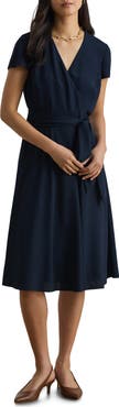 Lauren Ralph Lauren Flutter Sleeve Belted Georgette Dress