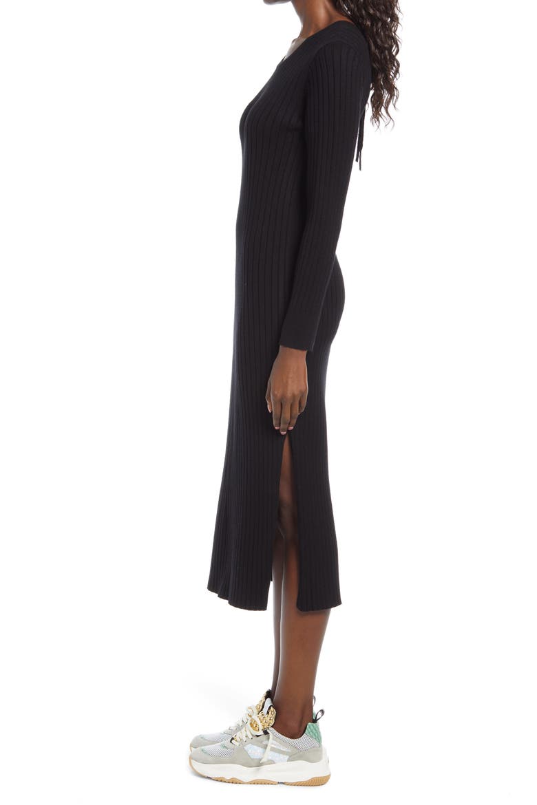 x BFF Hollie Long Sleeve Sweater Dress, Alternate, color, BLACK