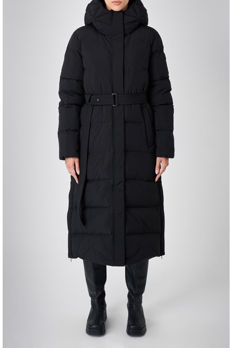 Vada Belted Water Repellent Puffer Coat, Main, color, BLACK