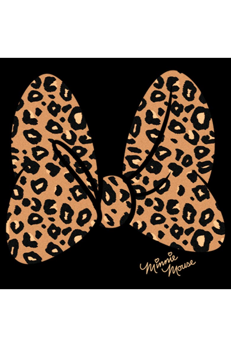 Women's Mickey & Friends Cheetah Print Minnie Mouse Bow  Graphic T-Shirt, Alternate, color, Black