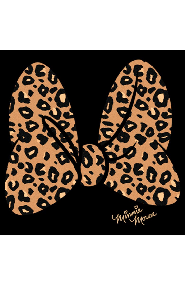 Mickey & Friends Women's Mickey & Friends Cheetah Print Minnie Mouse Bow Graphic T-Shirt, Alternate, color, Black