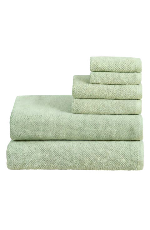 6-Piece Cotton Textured Bath Sheet Set