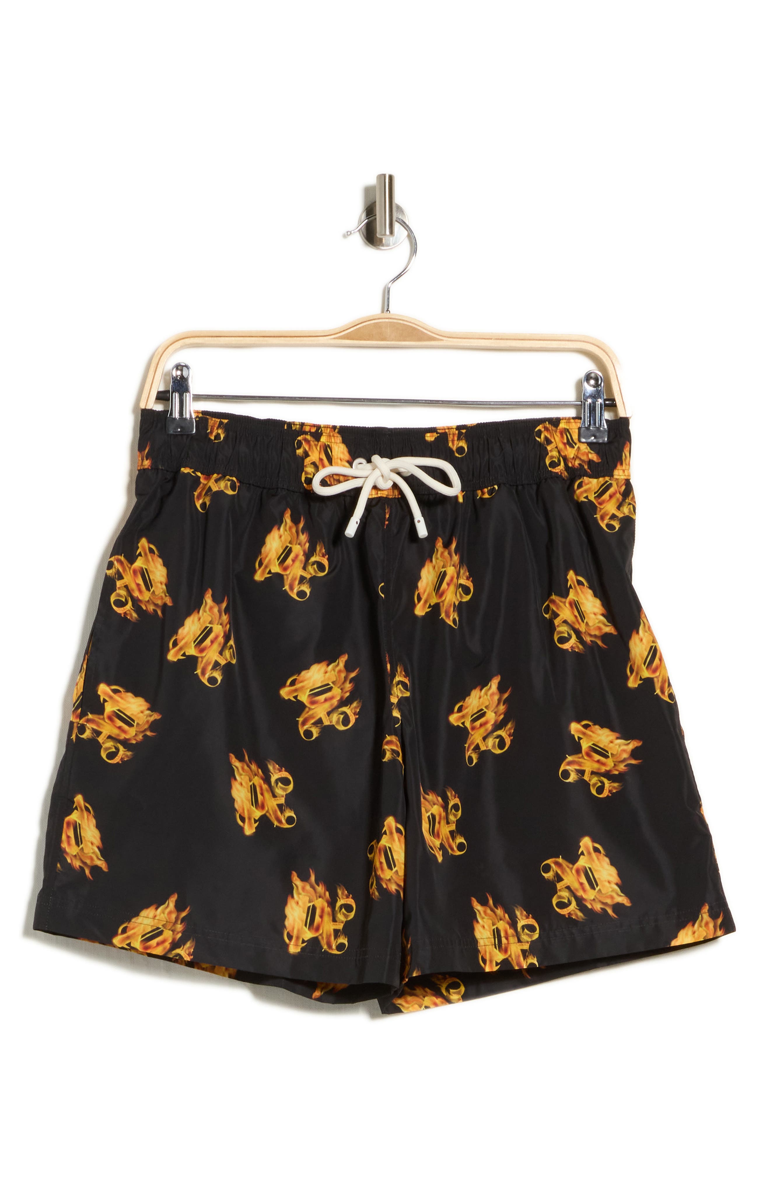 Fire Logo Print Swim Shorts