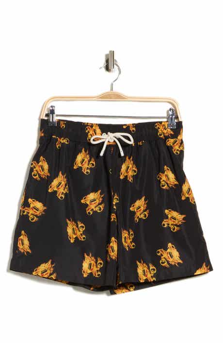 Fire Logo Print Swim Shorts