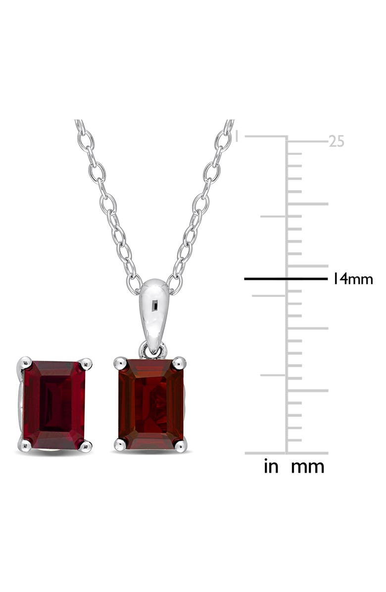 DELMAR Emerald Cut Garnet Pendant Necklace & Stud Earrings Set, Alternate, color, Red