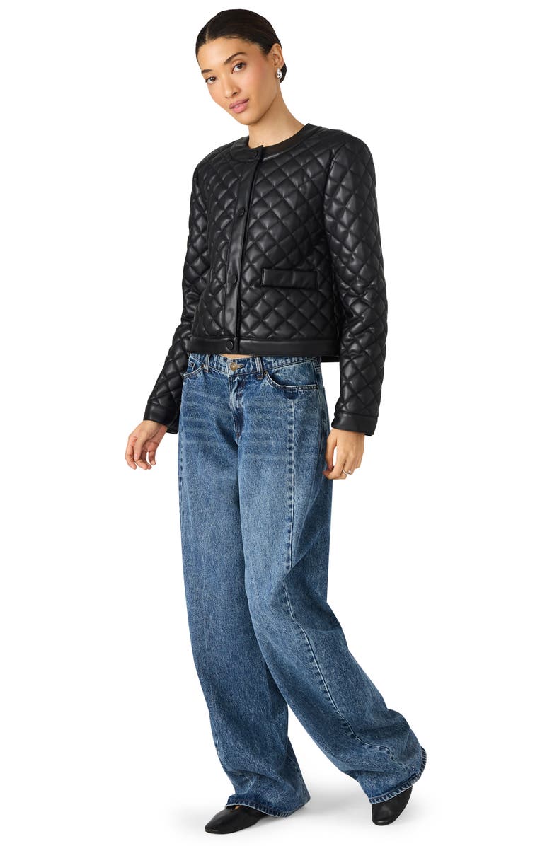 Steve Madden Quilted Faux Leather Jacket, Alternate, color, Black