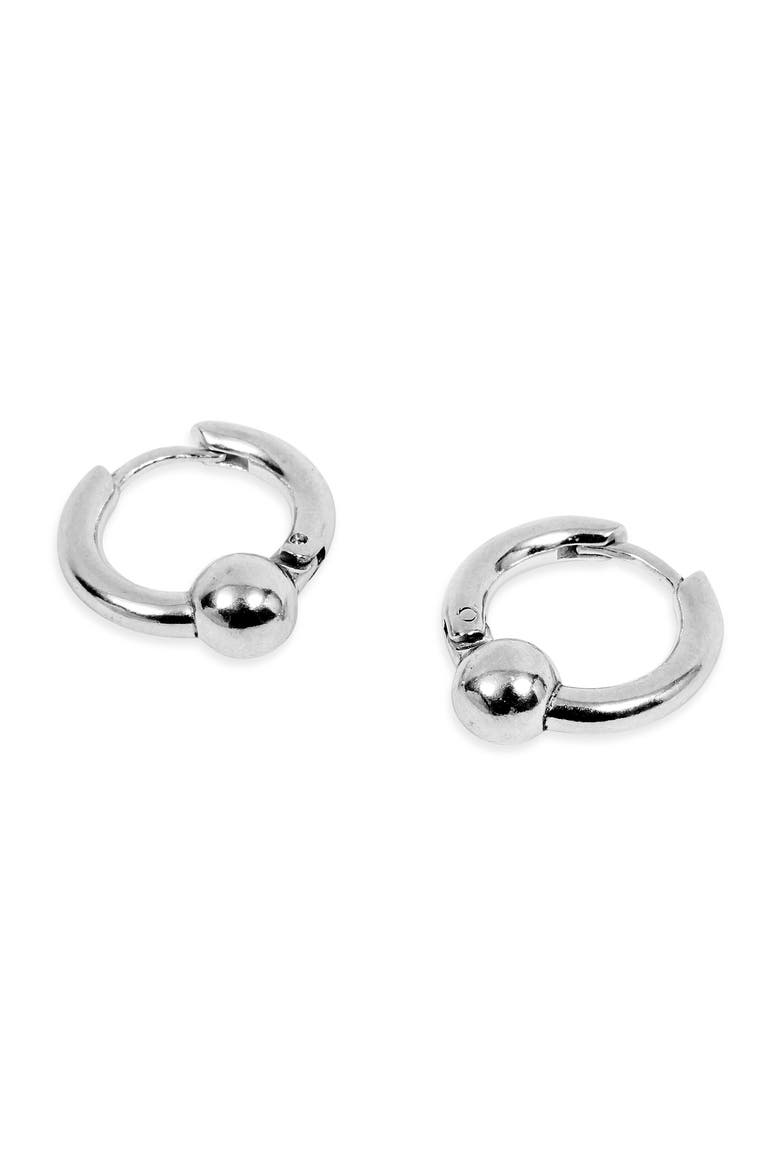 Men's Ball Hoop Earrings, Alternate, color, SILVER