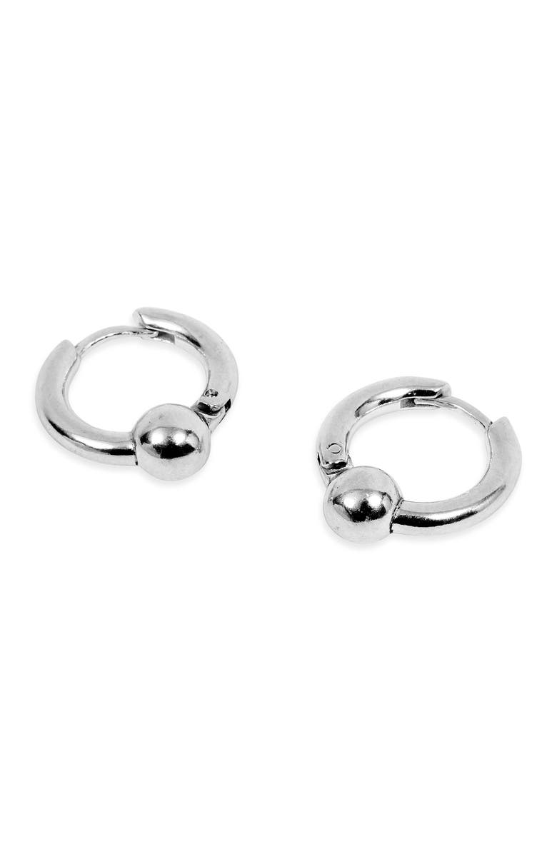 TWOJEYS Men's Ball Hoop Earrings, Alternate, color, Silver