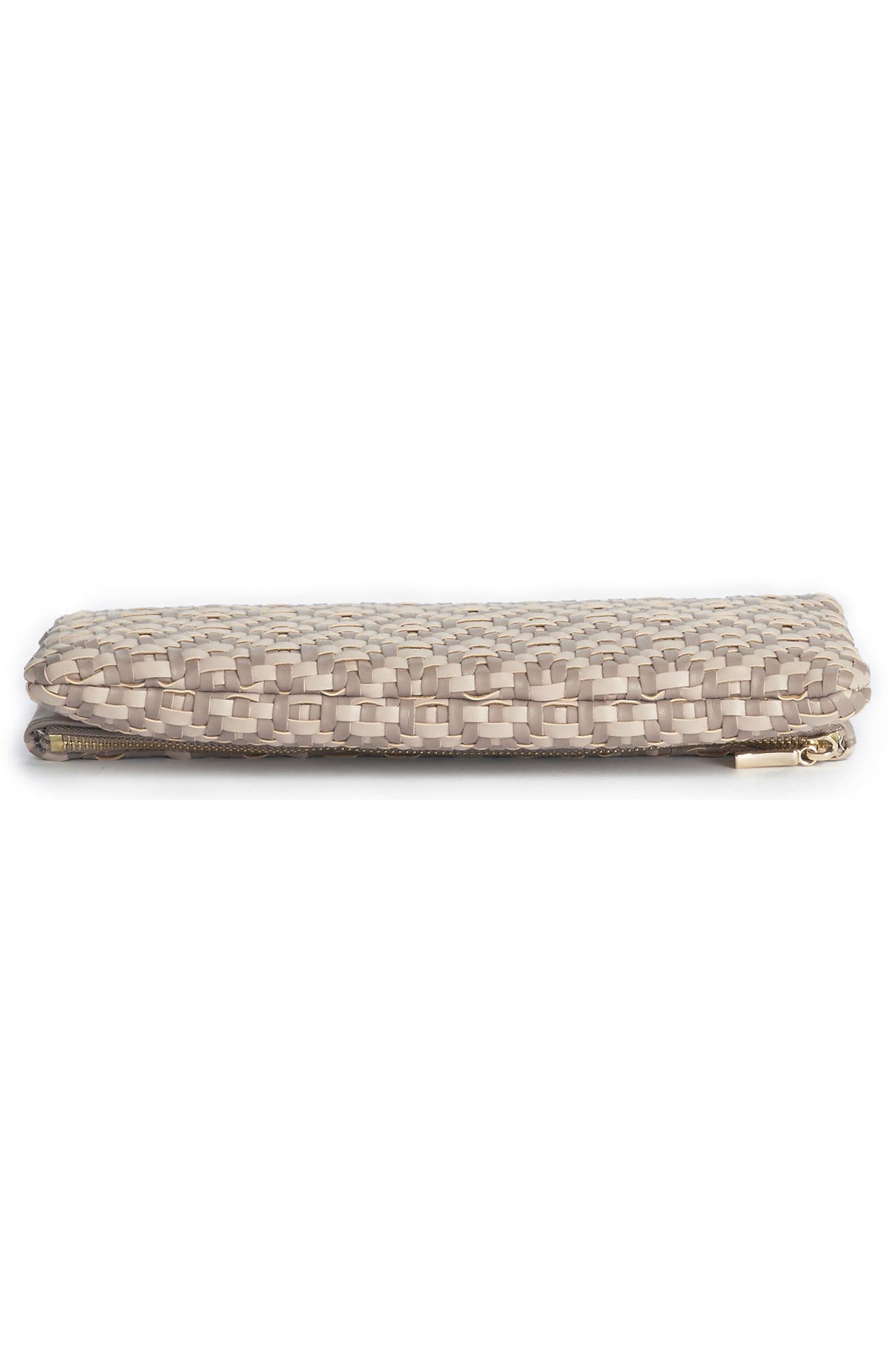 Sole Society Lisbeth Weave Foldover Clutch, Alternate, color, Nude Combo