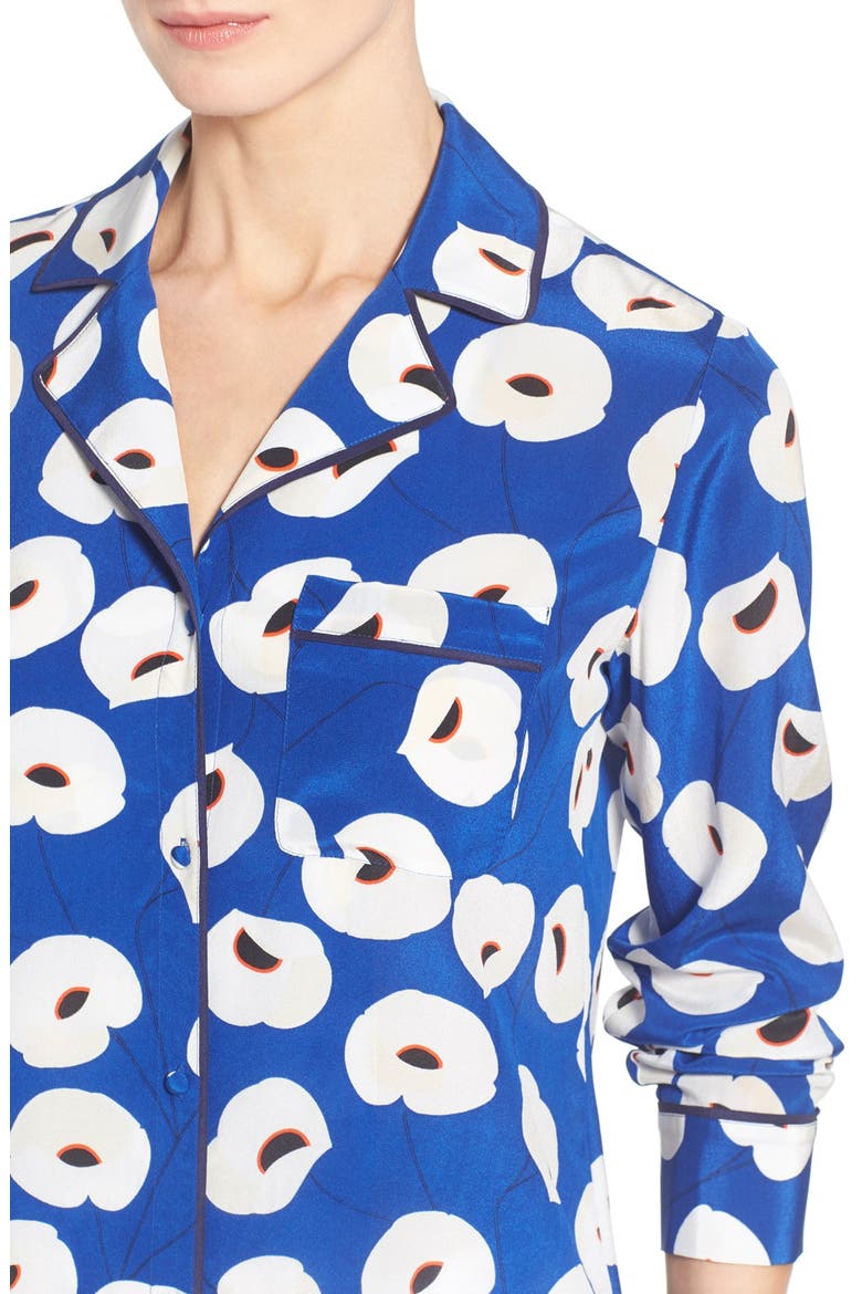 Olivia Palermo + Chelsea28 Silk Shirt, Alternate, color, BLUE MAZARINE POPPY