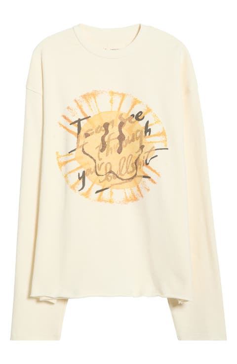 I Can See Long Sleeve Cotton Graphic T-Shirt