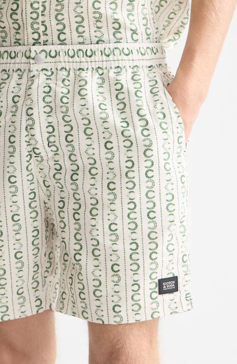 Scotch & Soda Print Swim Trunks, Alternate, color, Horseshoe Stripe Egg