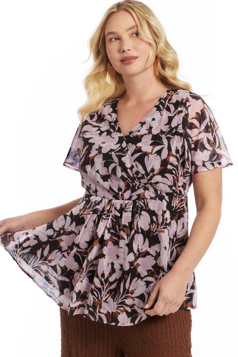 Faux Wrap Fit-and-Flare Top