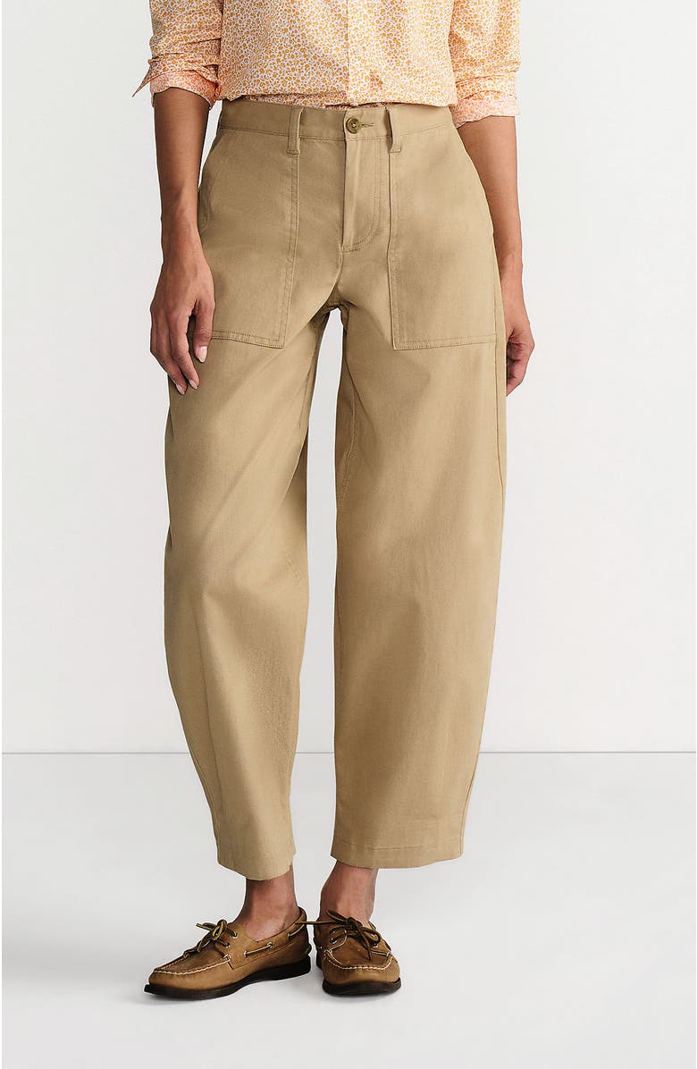 Lands' End High Rise Barrel Leg Chino Pants, Main, color, Desert Tan