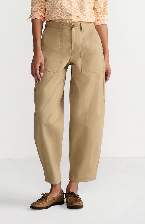Lands' End High Rise Barrel Leg Chino Pants