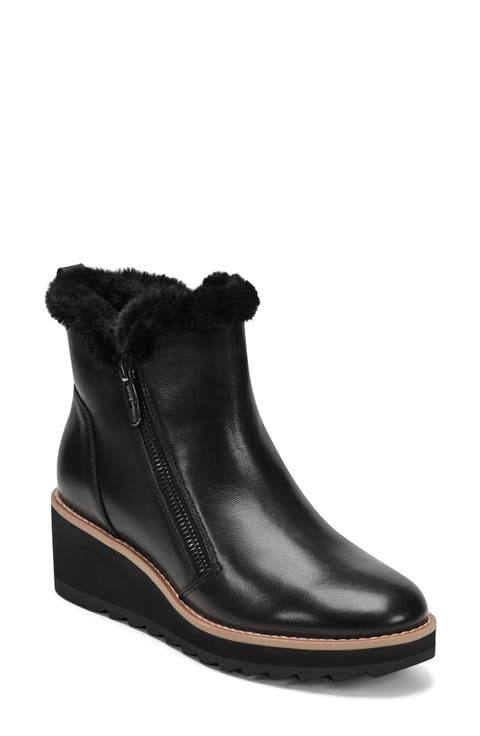 Jane Faux Fur Lined Wedge Bootie (Women)