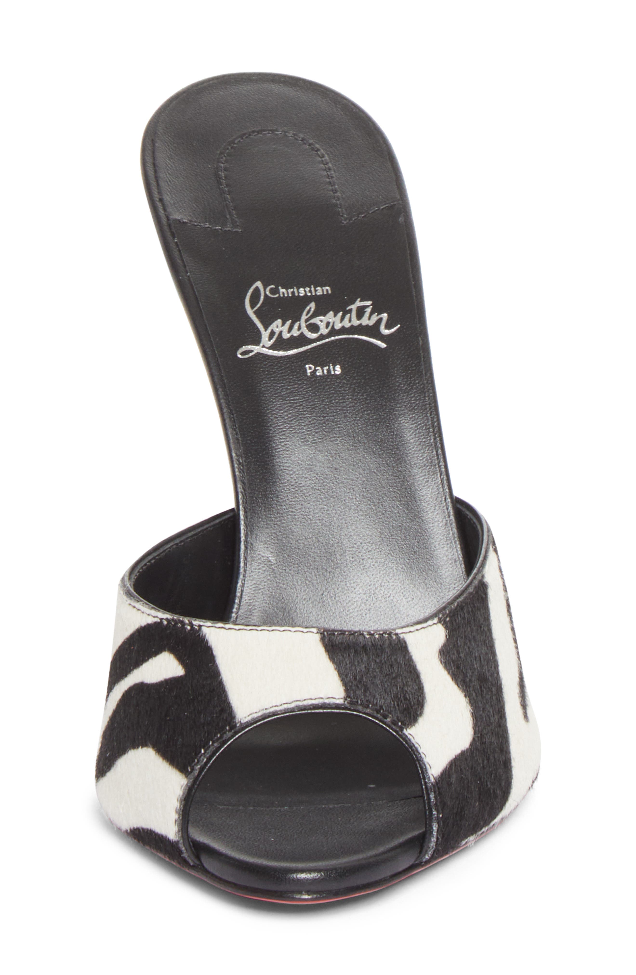Me Dolly Peep Toe Mule, Alternate, color, 36C6 WHITE BLACK/ LIN BLACK