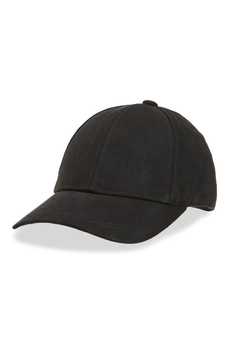 Faux Suede Adjustable Baseball Cap, Main, color, BLACK
