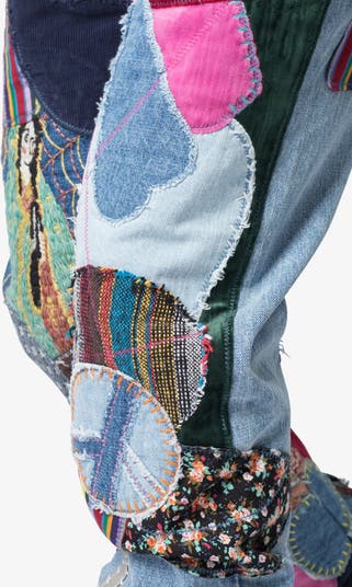 Baggy Patchwork Release Hem Jeans