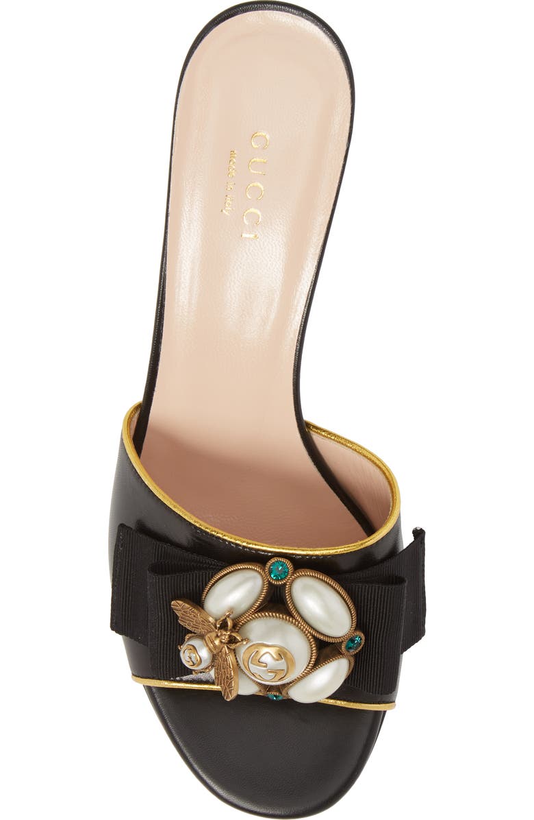 Gucci Bee Embellished Slide Sandal, Alternate, color,