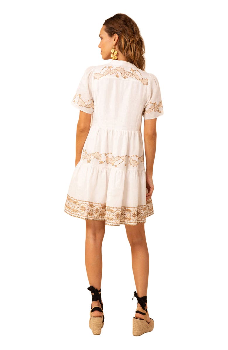 Hale Bob Teagan Embroidered Linen Dress, Alternate, color, 