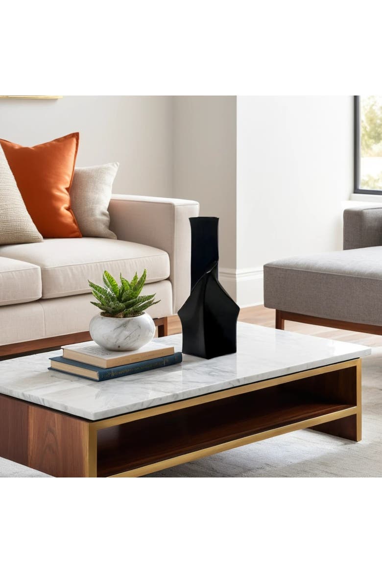 Geo Black Short Vase, Alternate, color, Black