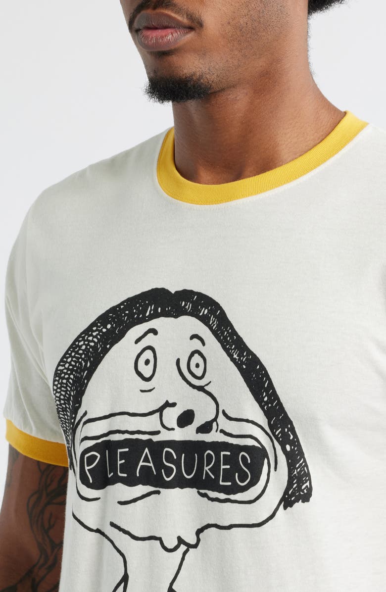 PLEASURES Mouthful Cotton Graphic Ringer T-Shirt, Alternate, color, Natural