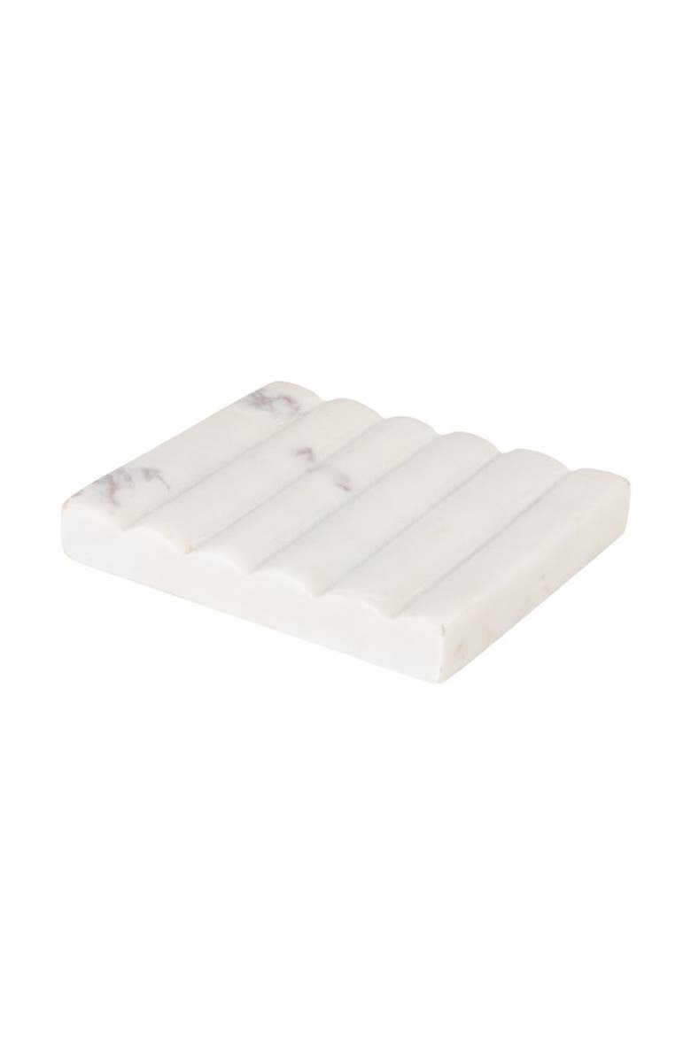 Storied Home Contemporary Carved Marble Soap Dish for Bathrooms, Main, color, White