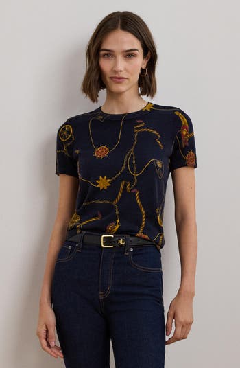 Ralph Lauren Zip Sweater Black Cable Knit Gold Embroidery