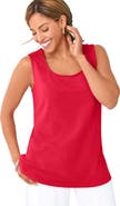 Jessica London Stretch Cotton Horseshoe Neck Tank