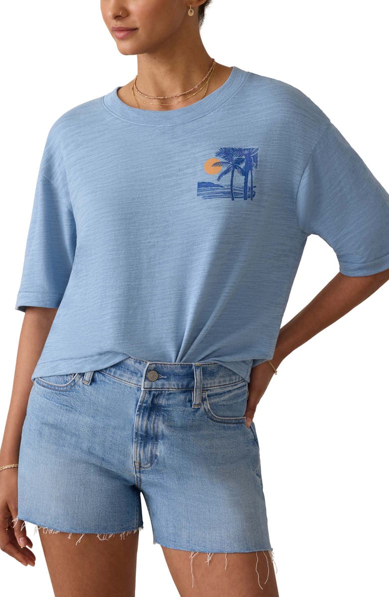 Faherty Sunwashed Slub Organic Cotton Graphic T-Shirt, Main, color, Dusty Blue