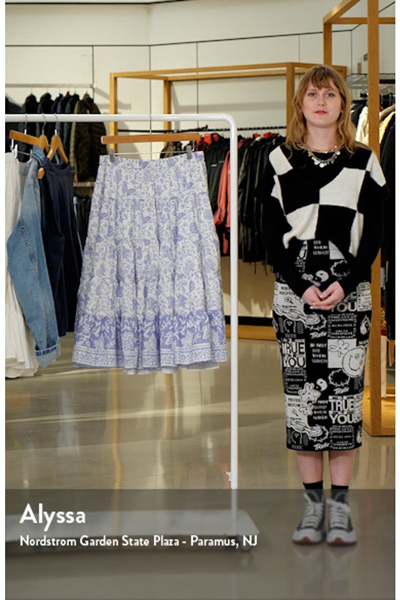 Full Swing Floral Border Detail Cotton Blend Midi Skirt video