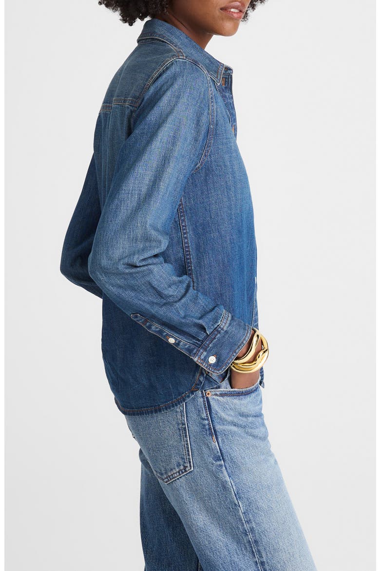 Tuckable Denim Button-Up Shirt, Alternate, color, GREENDALE