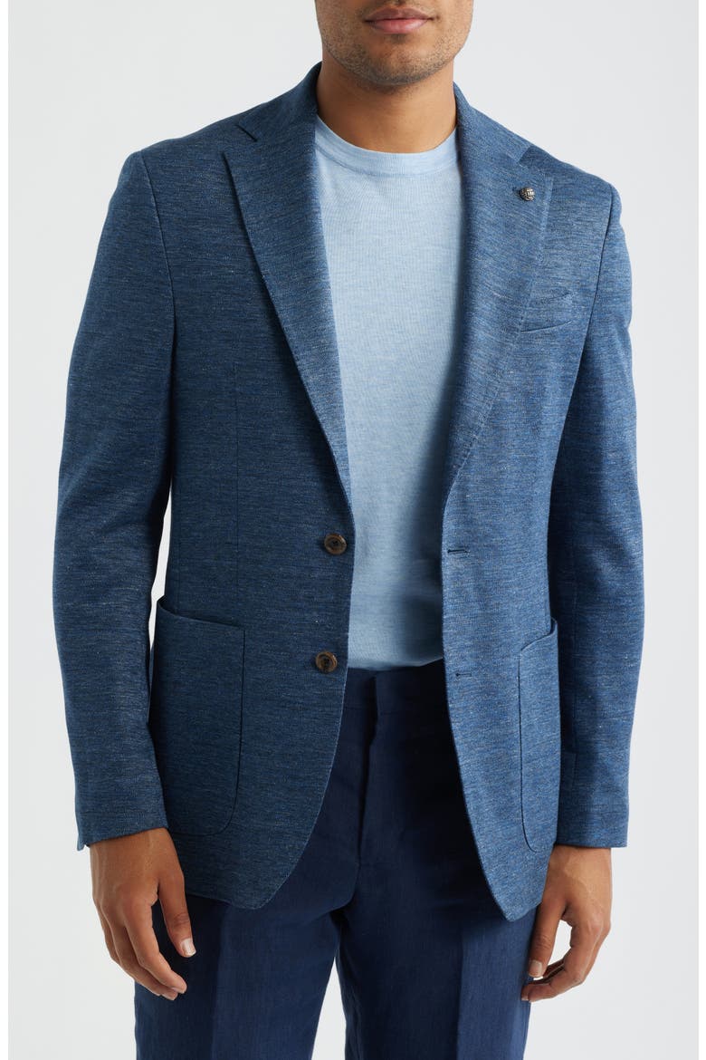 Hampton Navy Knit Cotton & Wool Mélange Sport Coat, Main, color, NAVY