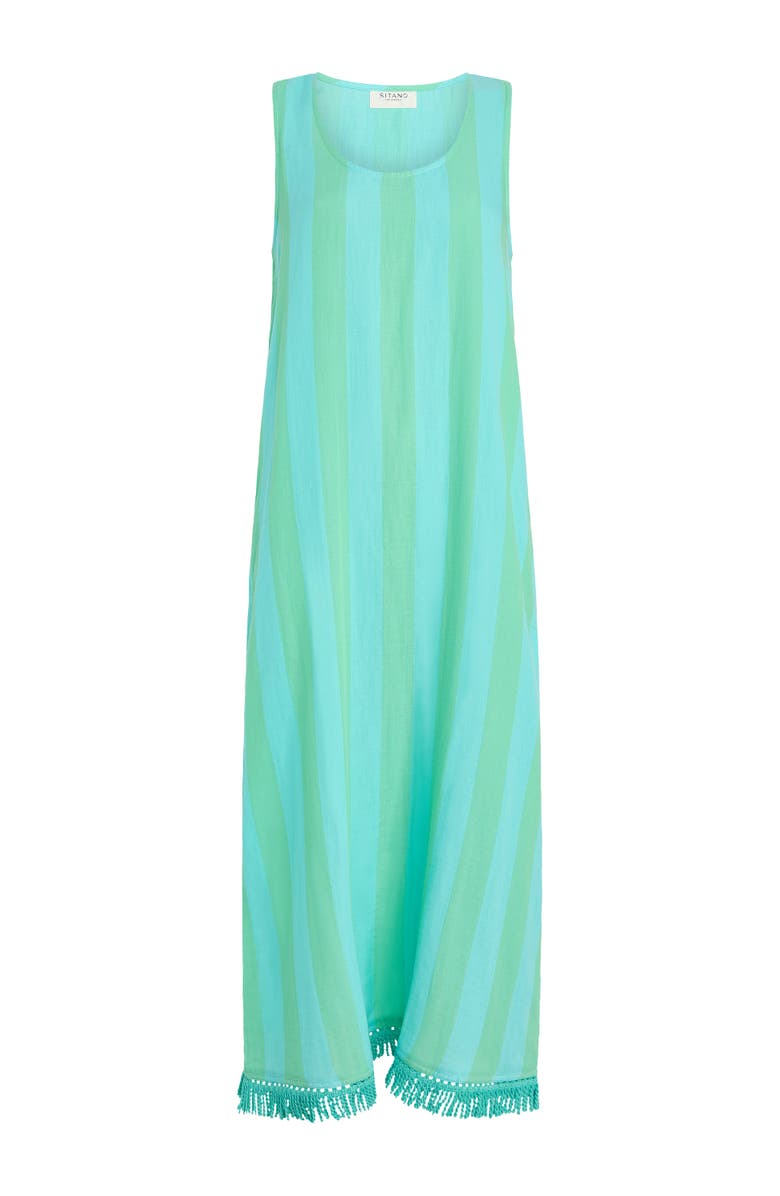 SITANO Positano Midi Tank Dress Cover-Up with Fringe, Alternate, color, Blue/Green