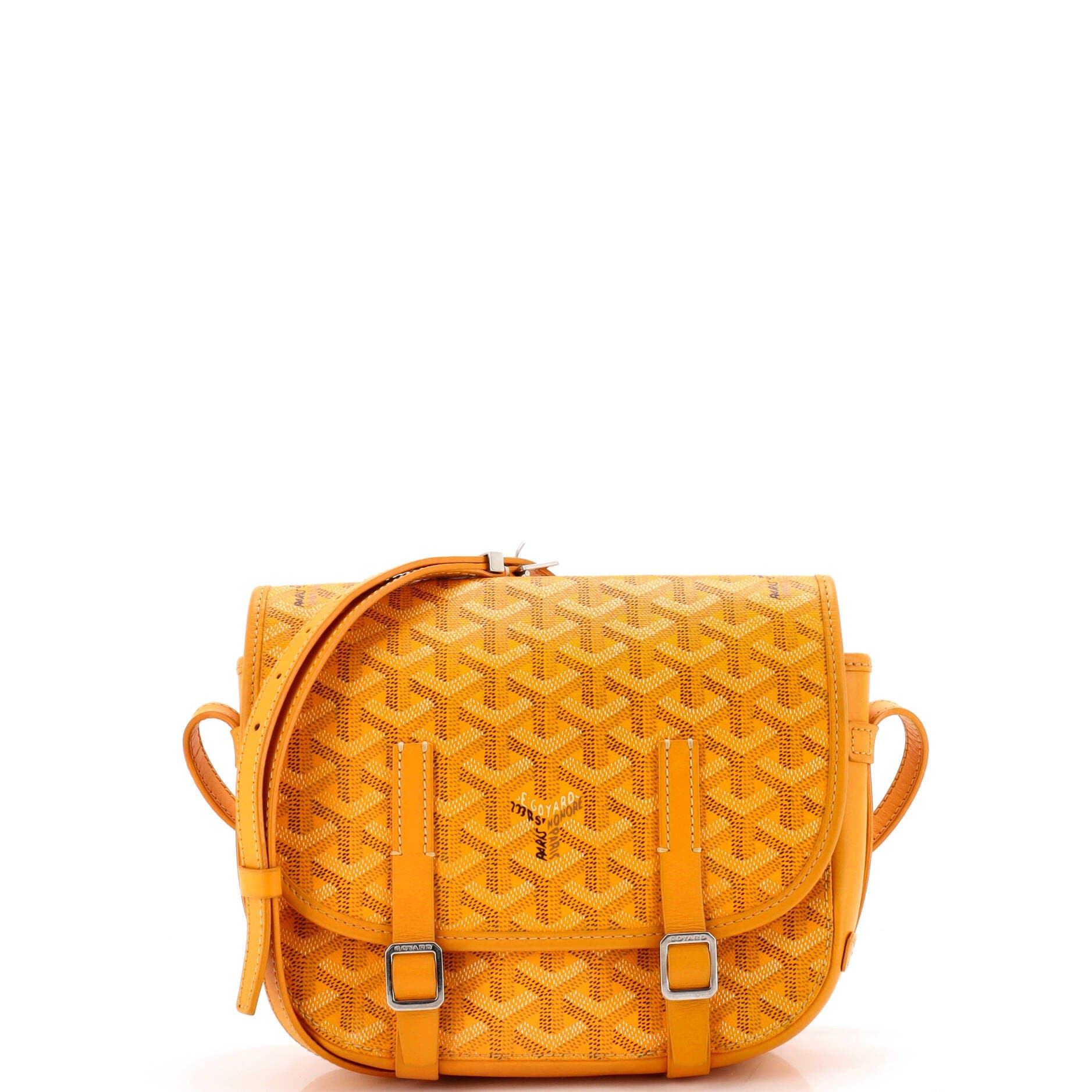 Belvedere Messenger Bag Coated Canvas with Leather PM, Main, color, Yellow