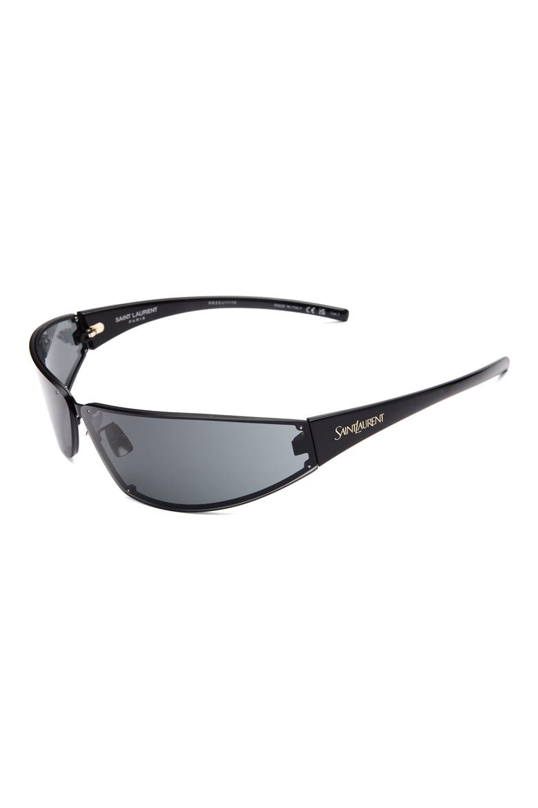 SL 963 82mm Rectangular Sunglasses, Alternate, color, BLACK