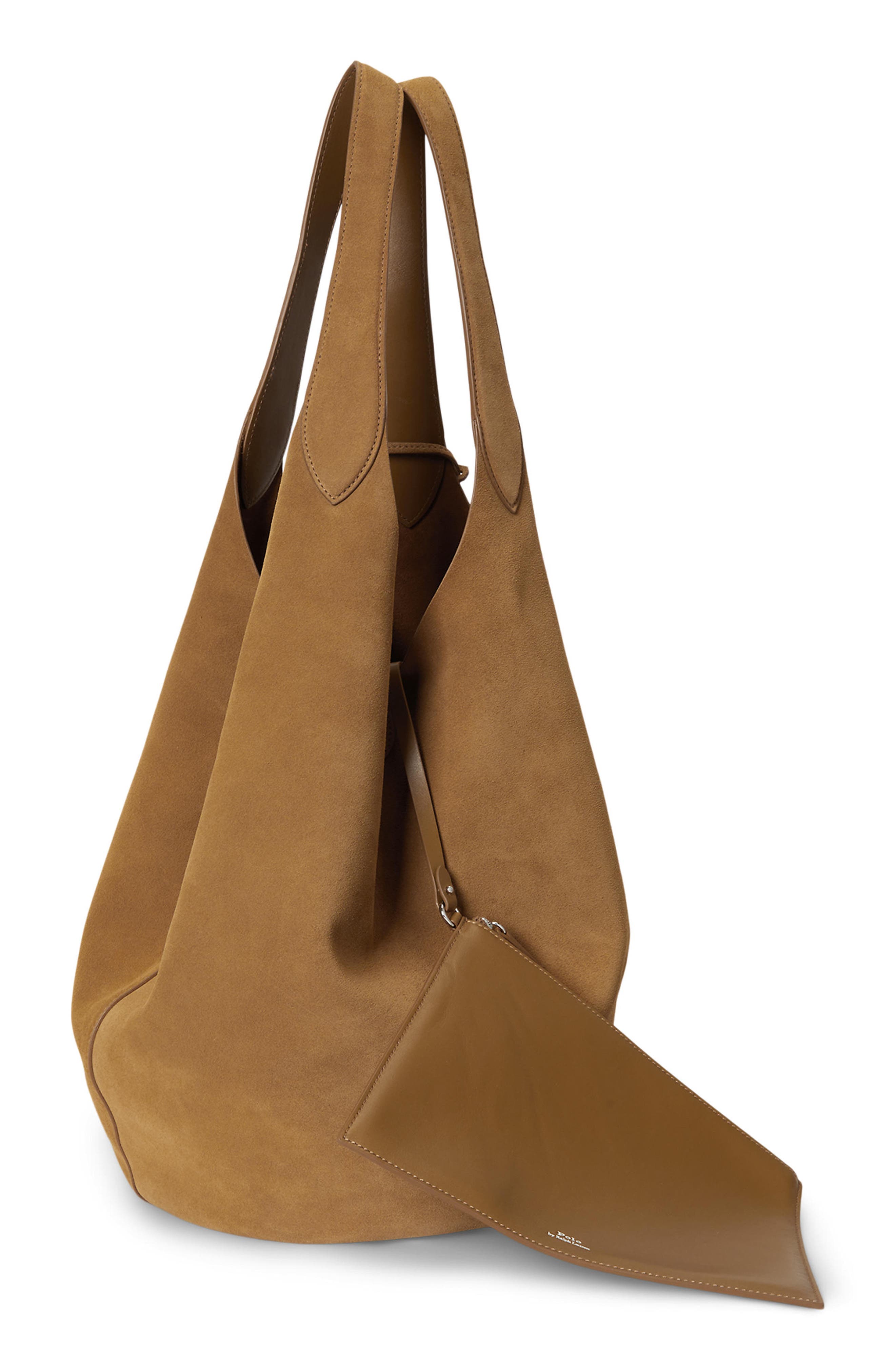 Large Suede Tote, Alternate, color, BROWN
