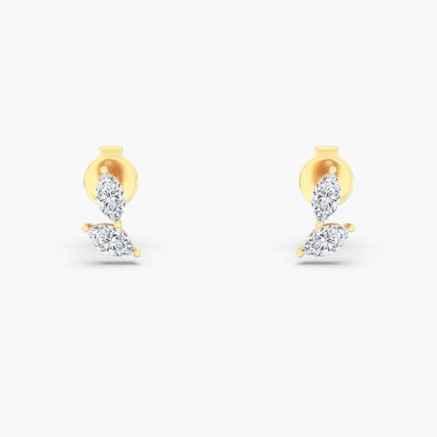 Petite Marquise Duo Lab Diamond Studs in 14K Gold