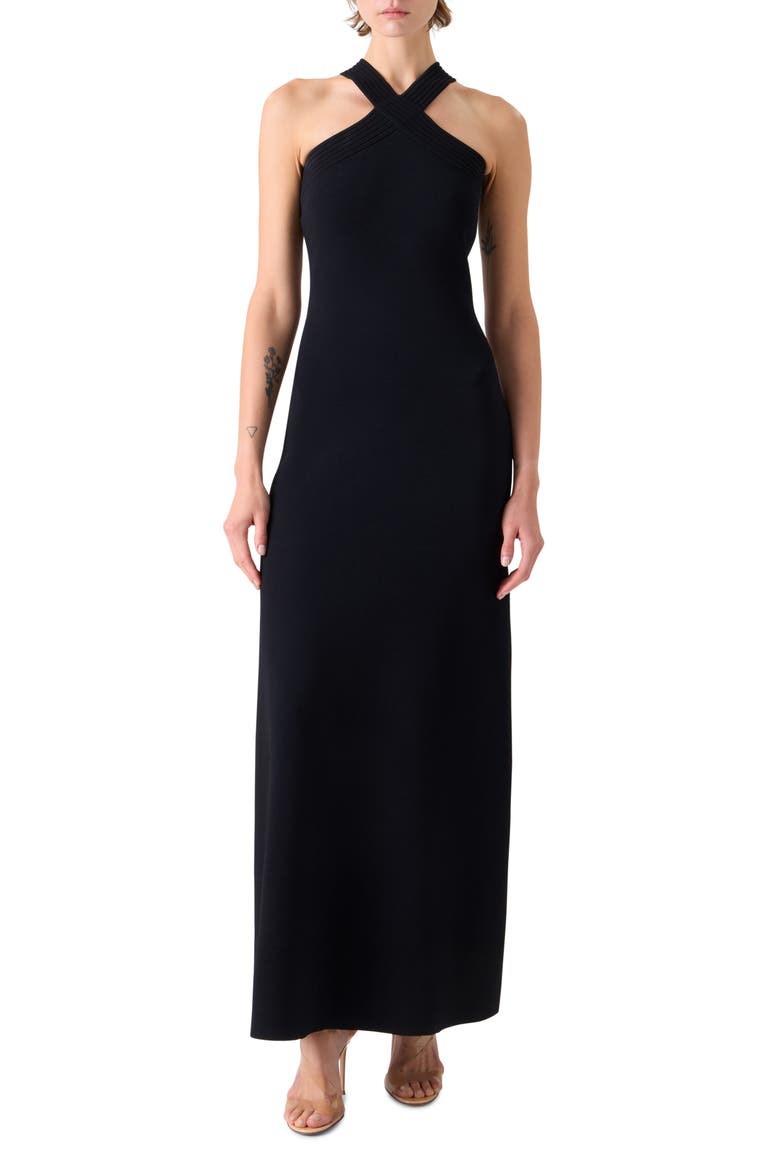 Cross Strap Sweater Dress, Main, color, BLACK