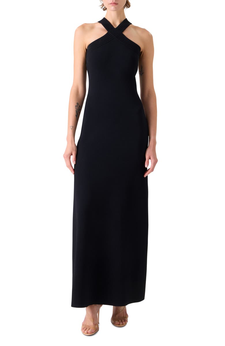 Akris Cross Strap Sweater Dress, Main, color, Black