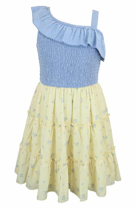 Zunie Kids' One Shoulder Smocked Dress