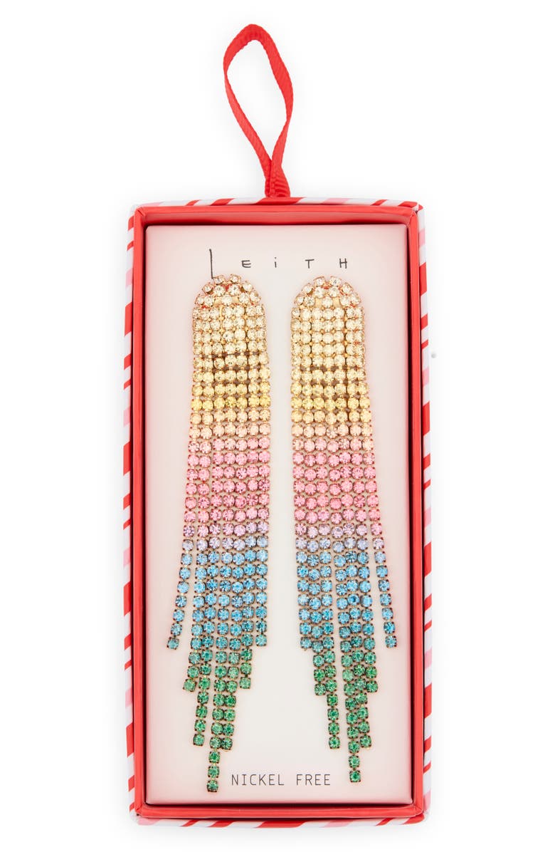 Leith Cascading Crystal Drop Earrings, Main, color, Rainbow Multi- Gold