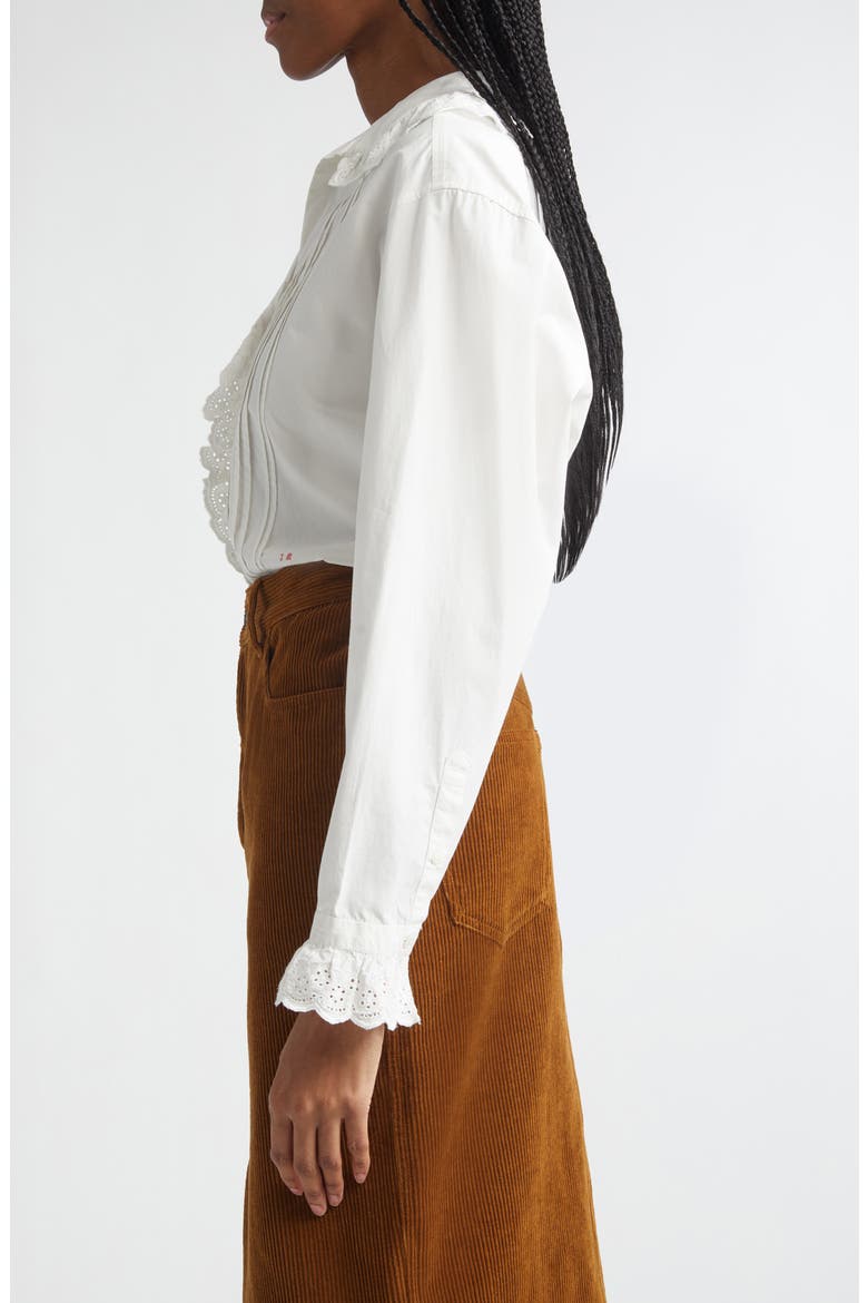 Nomia Eyelet Trim Cotton Shirt, Alternate, color, WHITE
