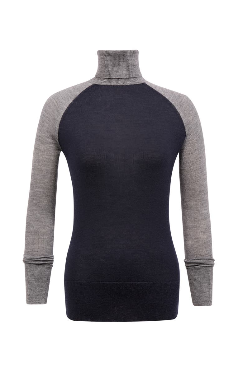 Celtic & Co. Merino Colour Block Roll Neck Sweater, Alternate, color, Navy / Grey